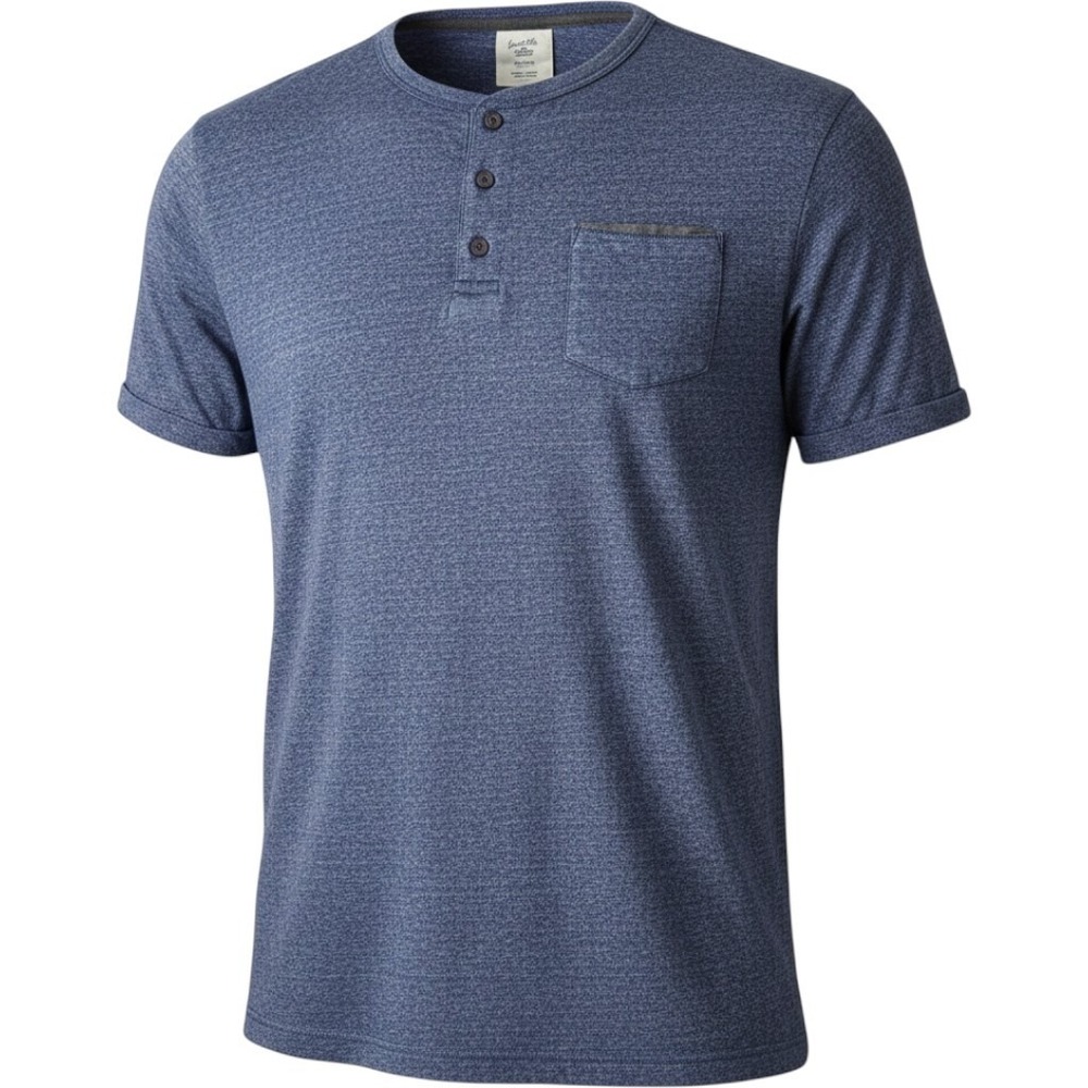 Artistry In Motion Mens Marl Slub‎ Henley Shirt Navy Blue XL AK031-T118